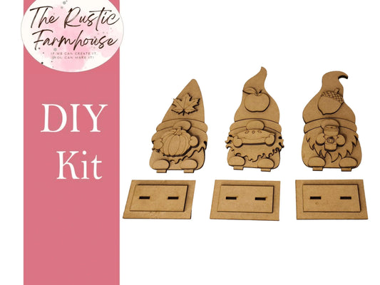 Fall Gnome Shelf Sitter, DIY Gnome kit, Tiered Tray Decor - RusticFarmhouseDecor