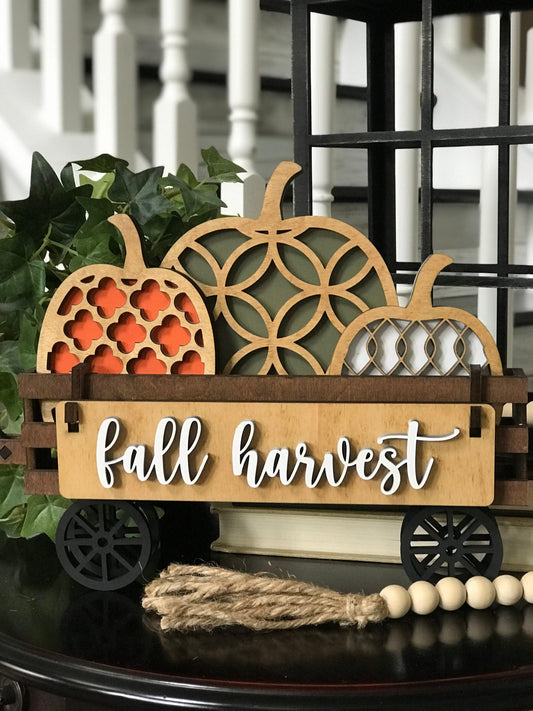 Fall Harvest Wagon/Raised Shelf Insert Set - RusticFarmhouseDecor