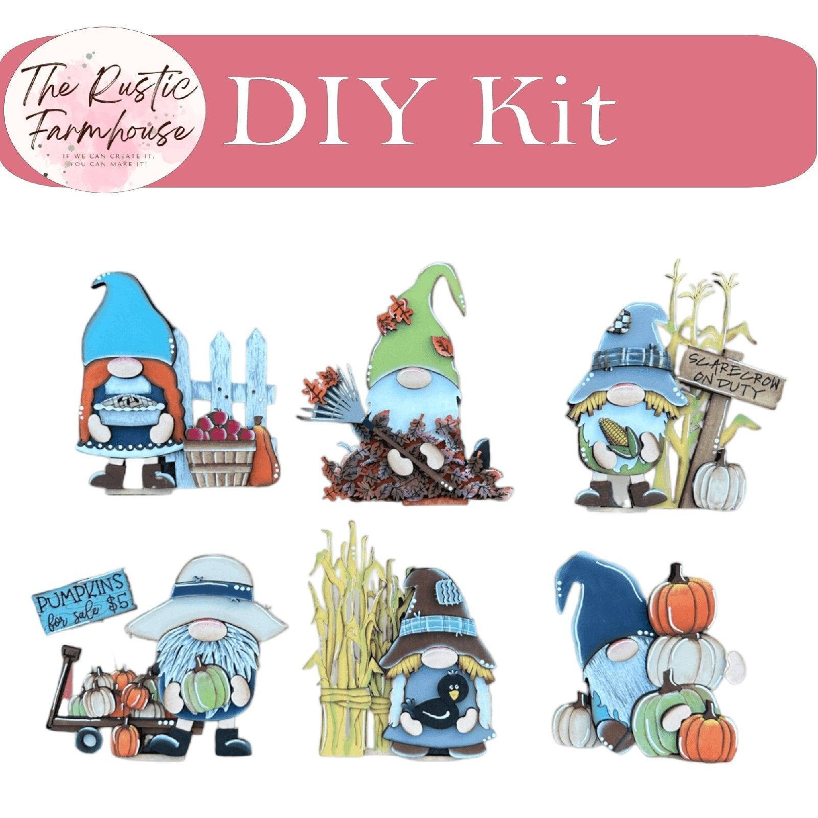 Fall Standing Gnomes Shelf Sitter, DIY Gnome kit, Tiered Tray Decor - RusticFarmhouseDecor