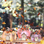 Fall Standing Pumpkin Houses Shelf Sitter, Fall Mantle Decor, Fall Pumpkin Home Decor - RusticFarmhouseDecor
