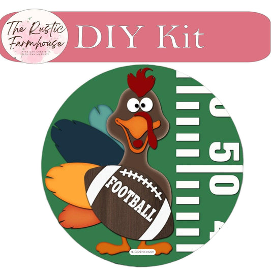 Fall Thanksgiving Football Season Front Door Hanger Decor, Turkey Thanksgiving greeter - RusticFarmhouseDecor