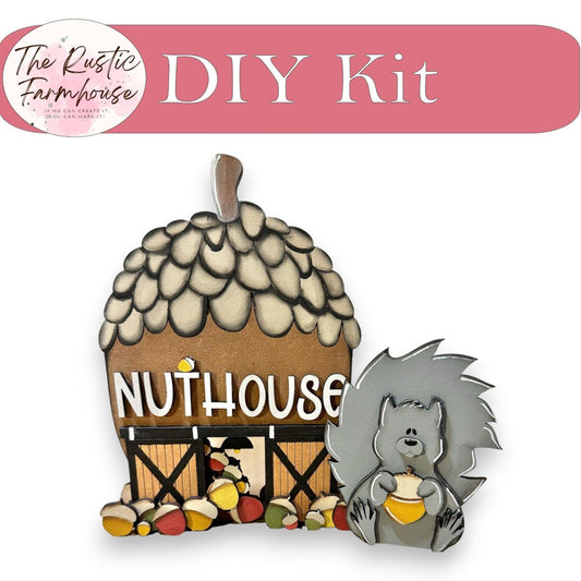 Fall Village Nuthouse Barn Self Standing Double Sided - RusticFarmhouseDecor