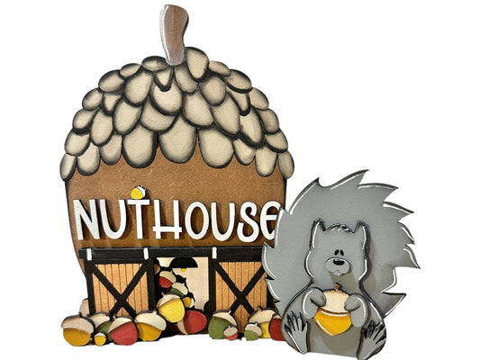 Fall Village Nuthouse Barn Self Standing Double Sided - RusticFarmhouseDecor