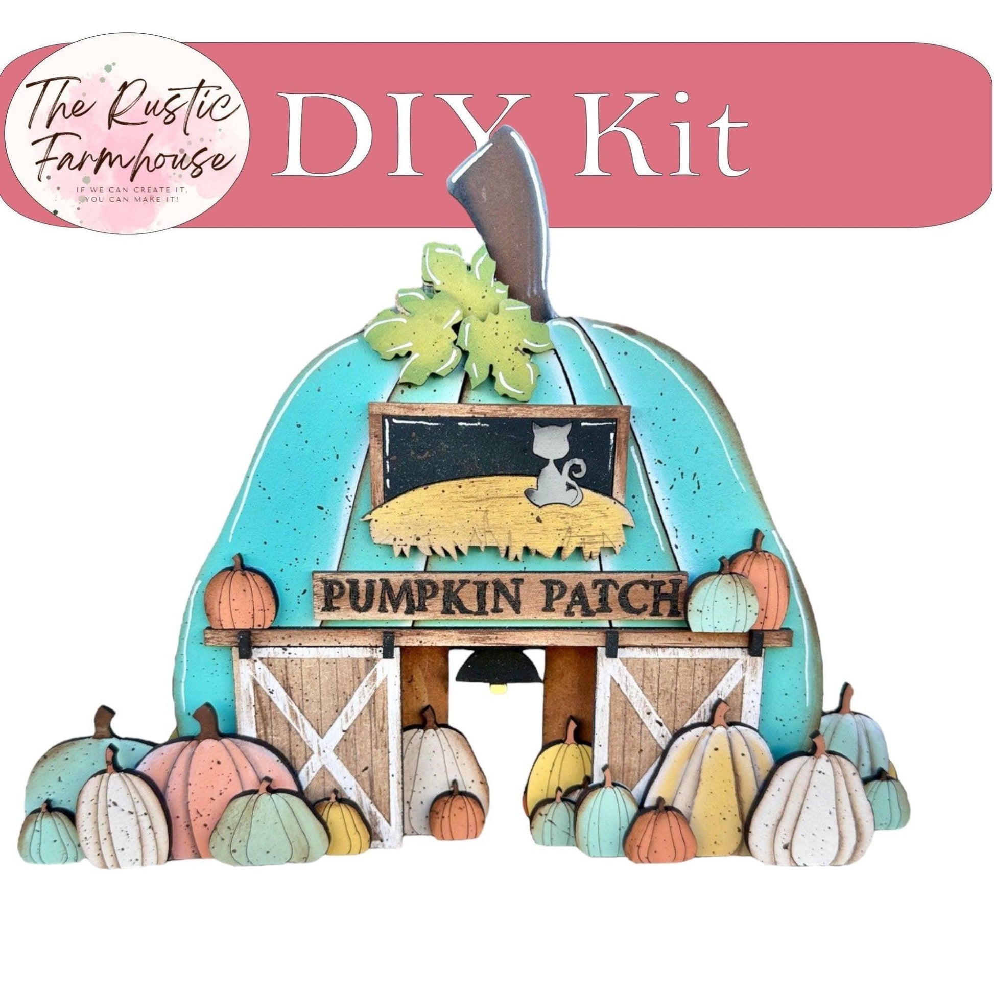 Fall Village Pumpkin Patch Barn Self Standing Double Sided - RusticFarmhouseDecor