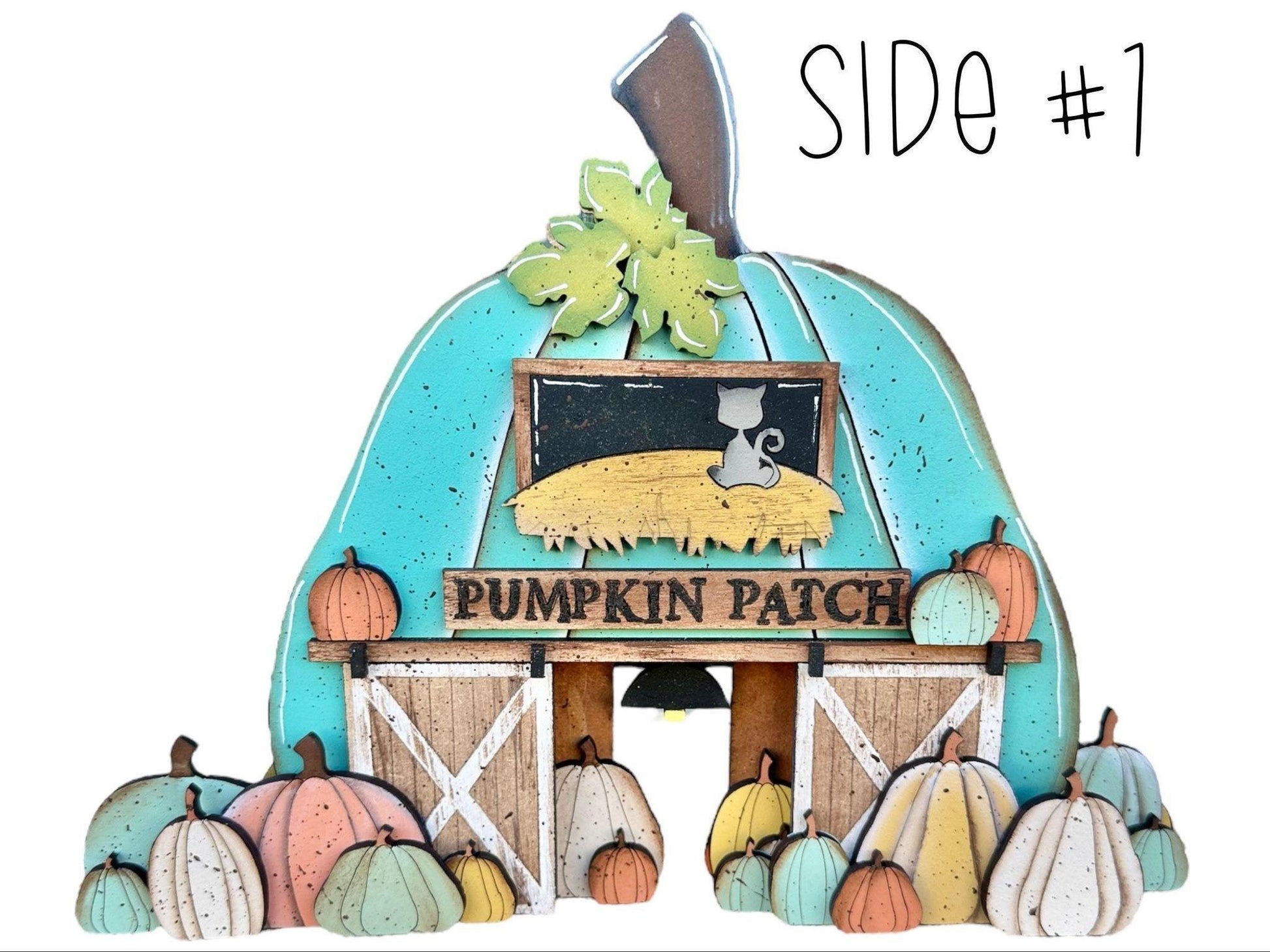 Fall Village Pumpkin Patch Barn Self Standing Double Sided - RusticFarmhouseDecor