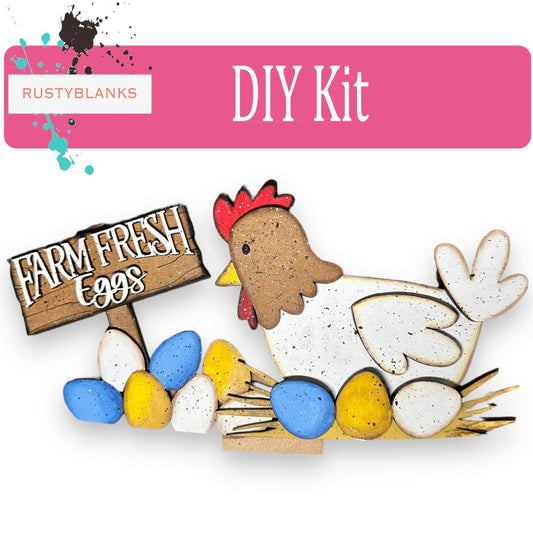 Farm Fresh Eggs for the Interchangeable Flower Basket Decor - Wood Blank for Painting - Inserts for Basket - RusticFarmhouseDecor