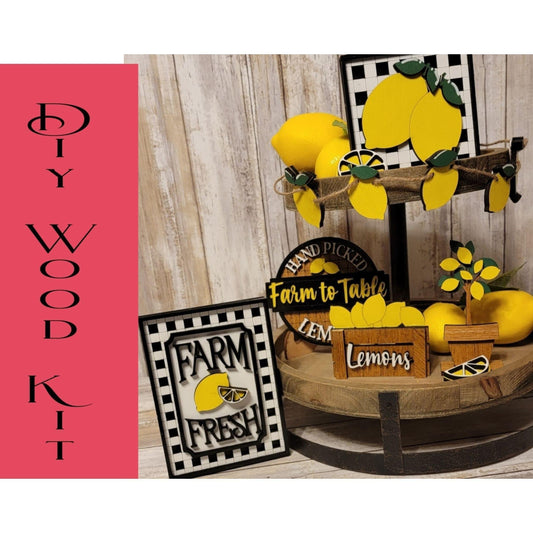 Farm Fresh Lemon Tiered Tray Set - RusticFarmhouseDecor