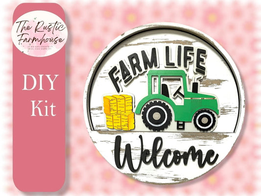 Farm Life Insert for Welcome sign, DIY Door decor, 11 inch Door hanger, DIY Interchangeable door hanger insert, Tractor Welcome Door Hanger - RusticFarmhouseDecor