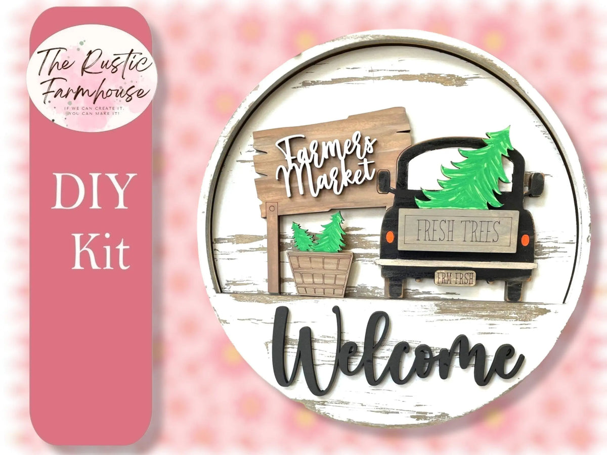 Farm Truck Inserts for Welcome sign, DIY Door decor, 11 inch Door hanger, DIY Interchangeable door hanger insert, Welcome Insert Door Hanger - RusticFarmhouseDecor