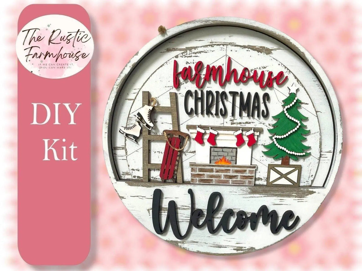 Farmhouse Christmas Insert for Welcome sign, 11 inch Door hanger, DIY Interchangeable door hanger insert , Welcome Door Hanger - RusticFarmhouseDecor