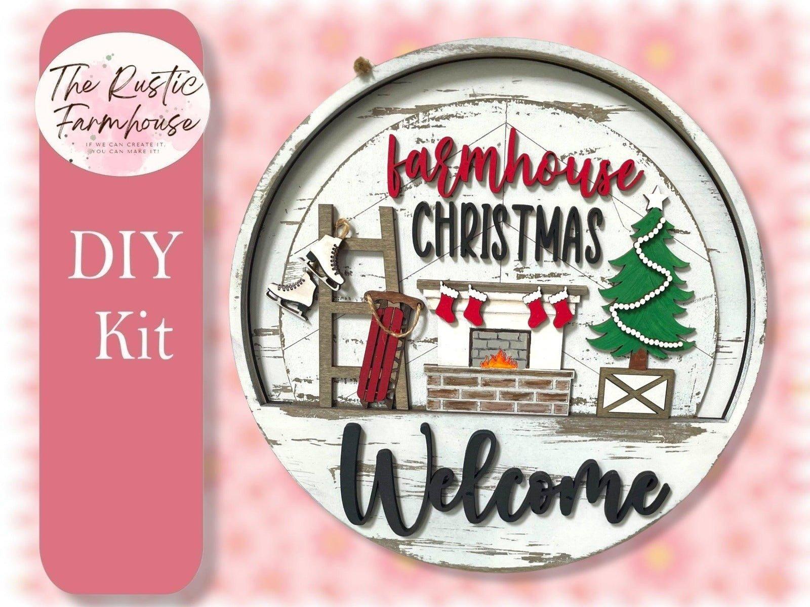Farmhouse Christmas Insert for Welcome sign, 11 inch Door hanger, DIY Interchangeable door hanger insert , Welcome Door Hanger - RusticFarmhouseDecor