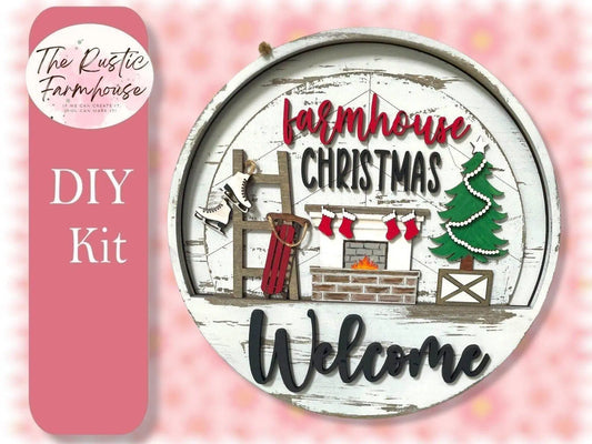 Farmhouse Christmas Insert for Welcome sign, 11 inch Door hanger, DIY Interchangeable door hanger insert , Welcome Door Hanger - RusticFarmhouseDecor