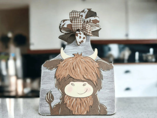 Farmhouse Kitchen Decor Highland Cow Tag Door Hanger DIY Kit Wood Blanks - RusticFarmhouseDecor
