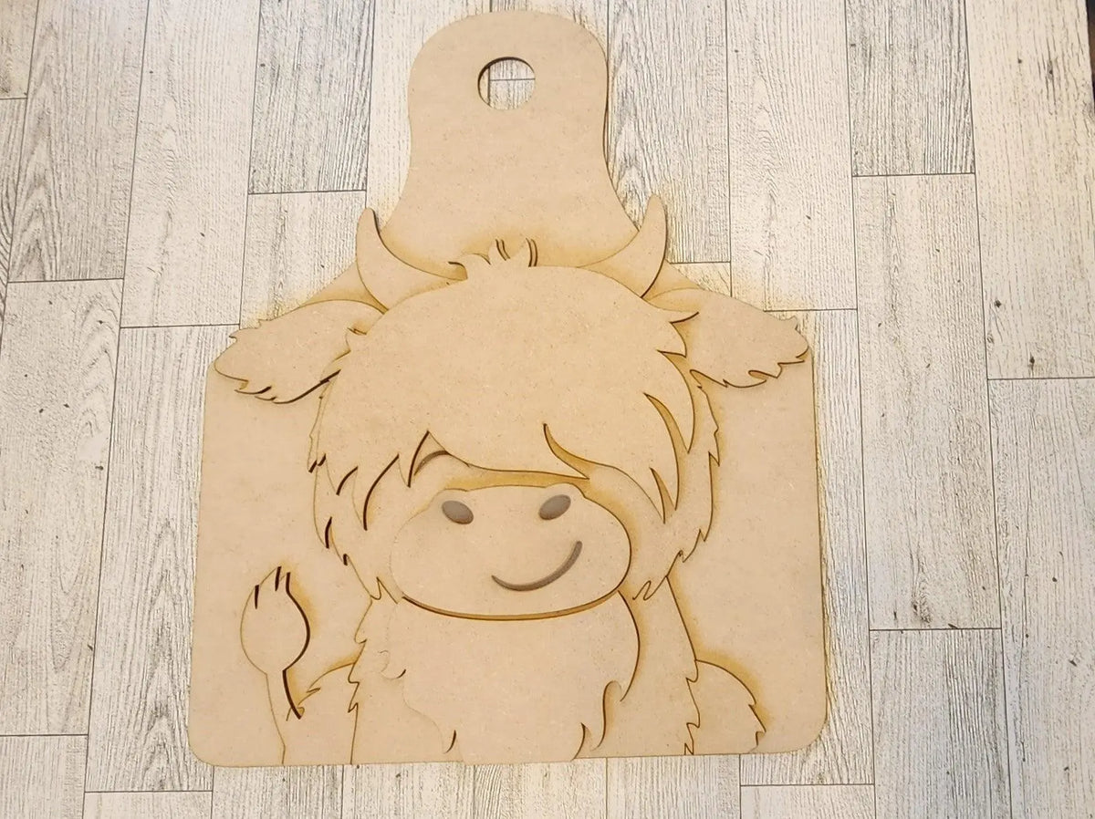 Farmhouse Kitchen Decor Highland Cow Tag Door Hanger DIY Kit Wood Blanks - RusticFarmhouseDecor