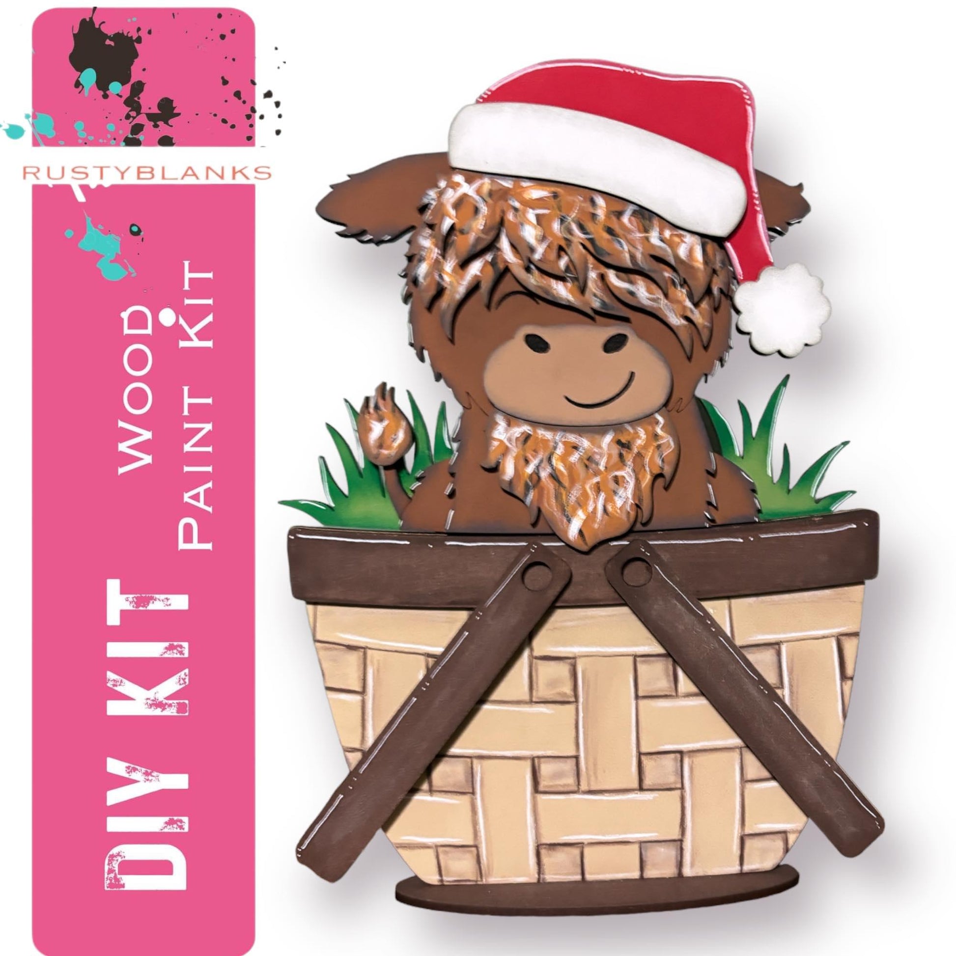 Interchangeable Highland Cow Insert for Flower Basket - RusticFarmhouseDecor