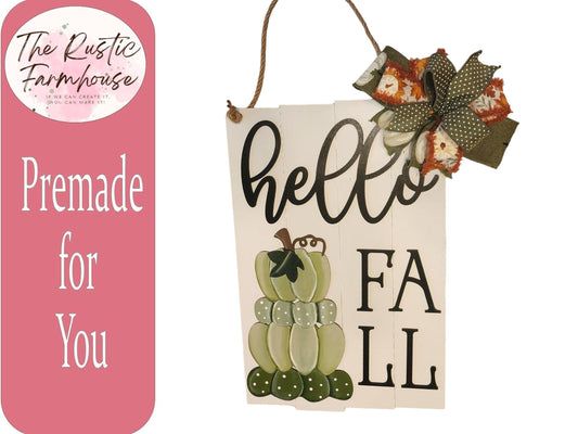 Front Door Decor | Fall Door Hanger | Hello Fall Pumpkins | | Door Wreath | Housewarming Gift | Home Decor - RusticFarmhouseDecor