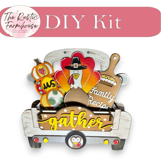 Gather with a Turkey insert - DIY Interchangeable Inserts - Tiered Tray Deco - RusticFarmhouseDecor