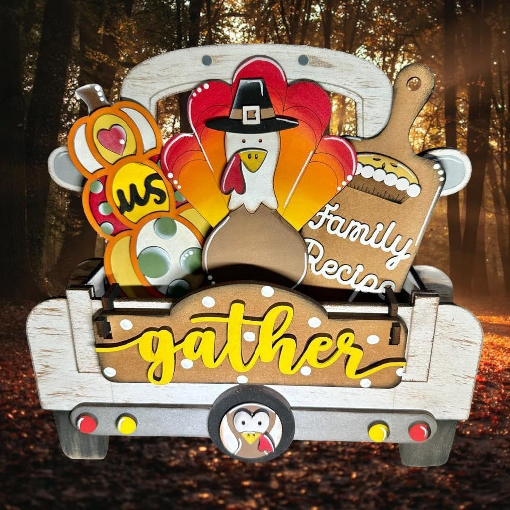 Gather with a Turkey insert - DIY Interchangeable Inserts - Tiered Tray Deco - RusticFarmhouseDecor