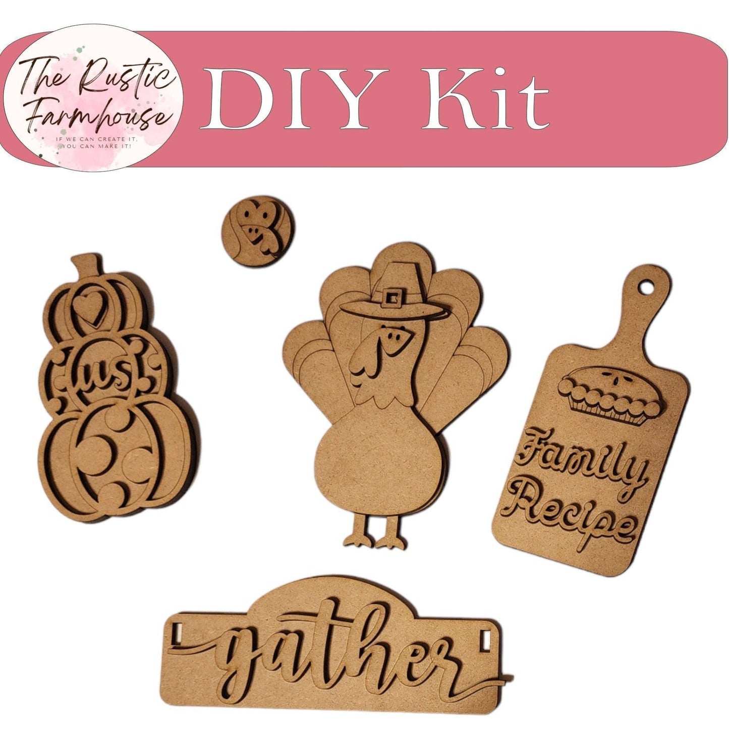Gather with a Turkey insert - DIY Interchangeable Inserts - Tiered Tray Deco - RusticFarmhouseDecor