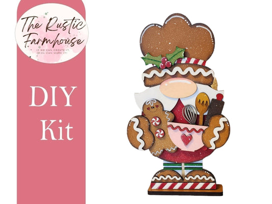 Gingerbread Baker Gnome Shelf Sitter, DIY Gingerbread Gnome Shelf Sitter, Gingerbread Decor, Cookie Gnome - RusticFarmhouseDecor