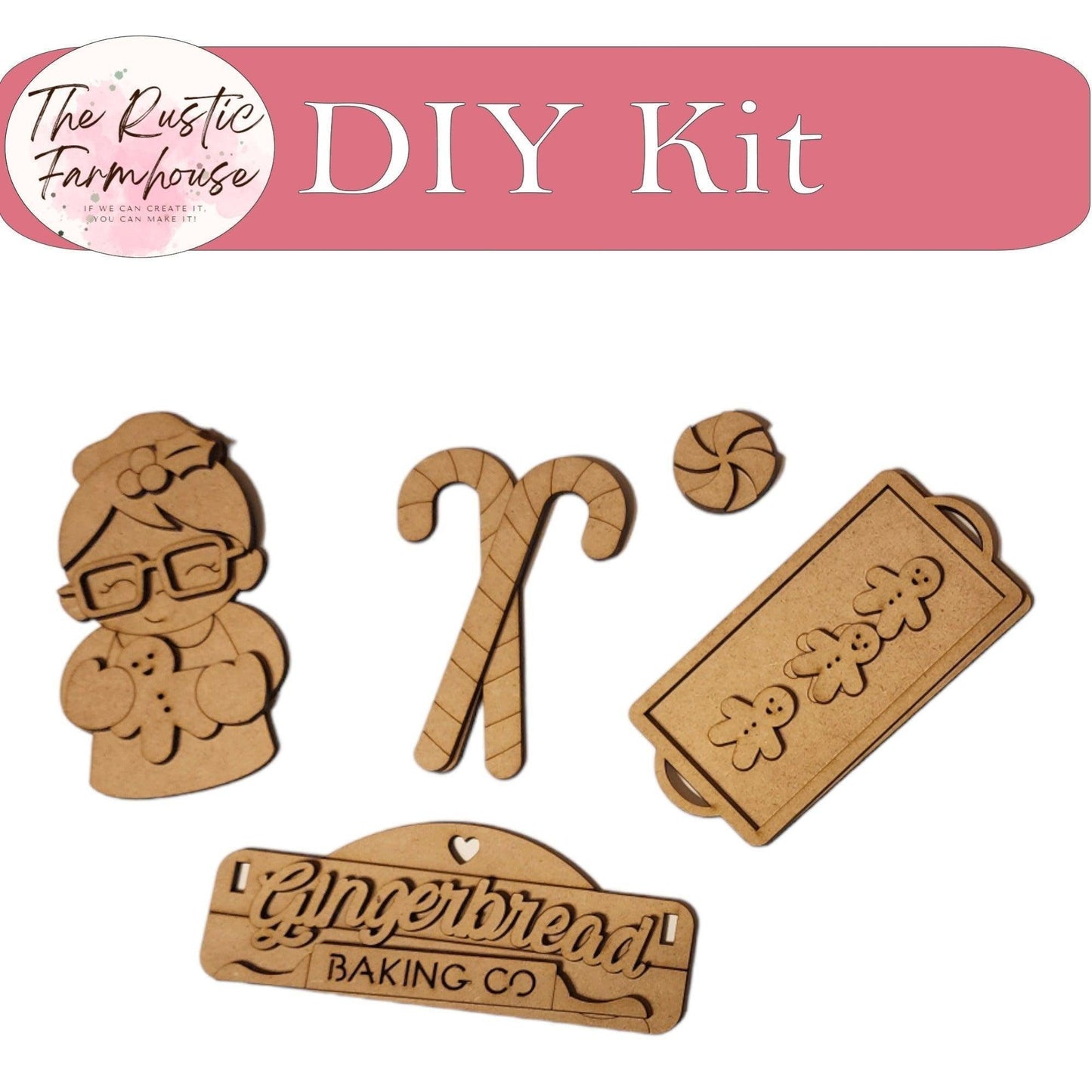 Gingerbread Baking Co - DIY Interchangeable Inserts - Tiered Tray Decor - RusticFarmhouseDecor
