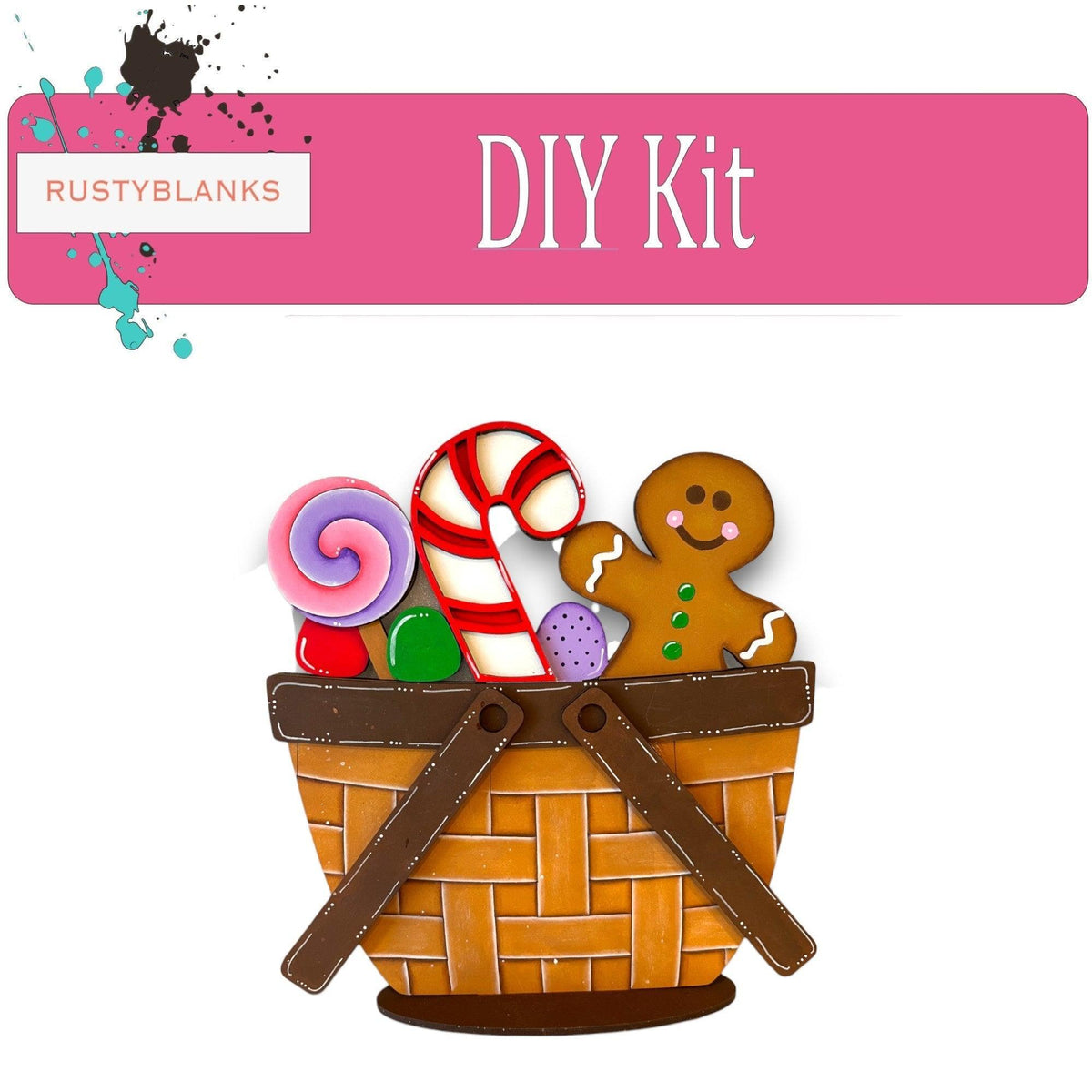 Gingerbread Candycane Insert for the Interchangeable Flower Basket - RusticFarmhouseDecor
