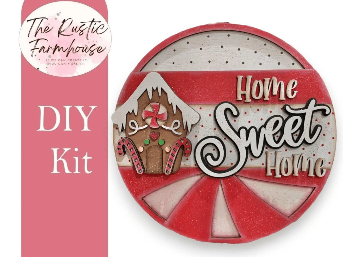 Gingerbread House - Home Sweet Home Door Hanger - RusticFarmhouseDecor