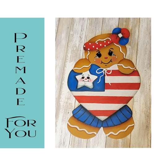 Gingerbread patriotic Door Hanger - RusticFarmhouseDecor