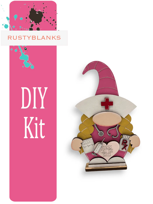 Girl Nurse Doctor Gnome Shelf Sitter, DIY Gnome kit, Tiered Tray Decor - RusticFarmhouseDecor