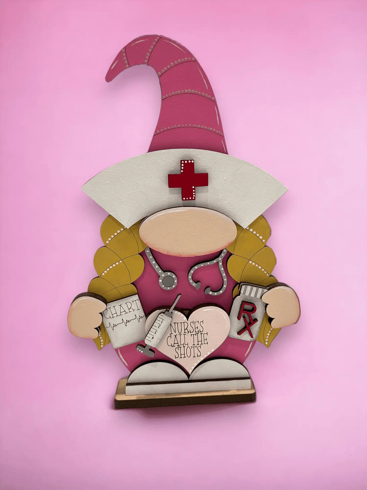 Girl Nurse Doctor Gnome Shelf Sitter, DIY Gnome kit, Tiered Tray Decor - RusticFarmhouseDecor