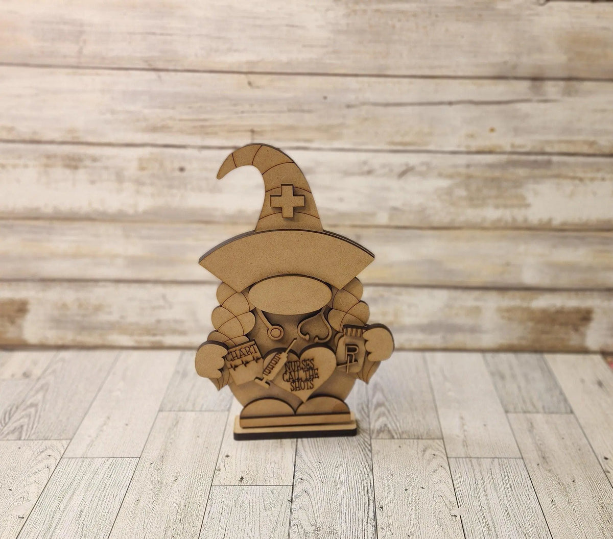 Girl Nurse Doctor Gnome Shelf Sitter, DIY Gnome kit, Tiered Tray Decor - RusticFarmhouseDecor
