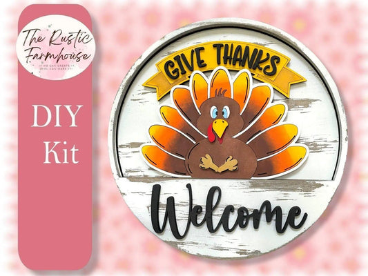 Give Thanks Insert for Welcome sign, DIY Door decor, 11 inch Door hanger, DIY Interchangeable door hanger insert , Welcome Door Hanger - RusticFarmhouseDecor