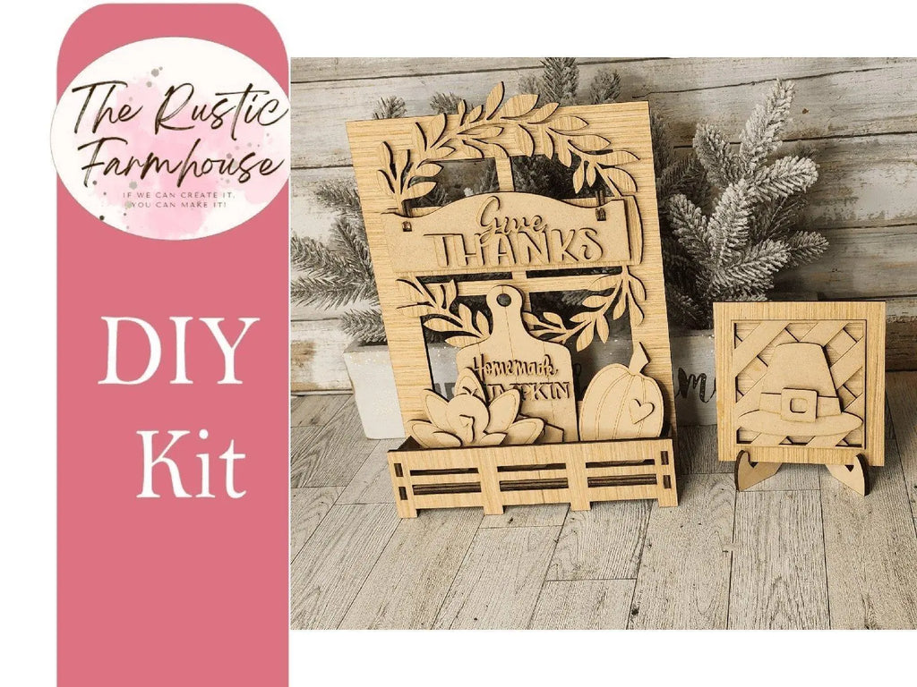 Give Thanks Interchangeable Inserts, Give Thanks DIY inserts, Tive Thanks Fall Insert for Window or House - RusticFarmhouseDecor