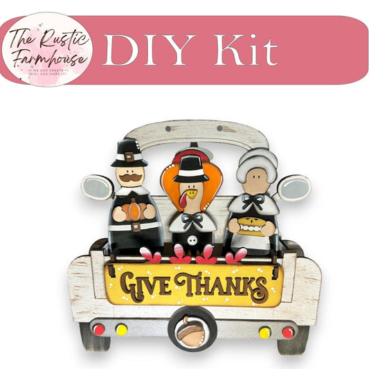 Give Thanks Pilgrims - DIY Interchangeable Inserts - Tiered Tray Deco - RusticFarmhouseDecor