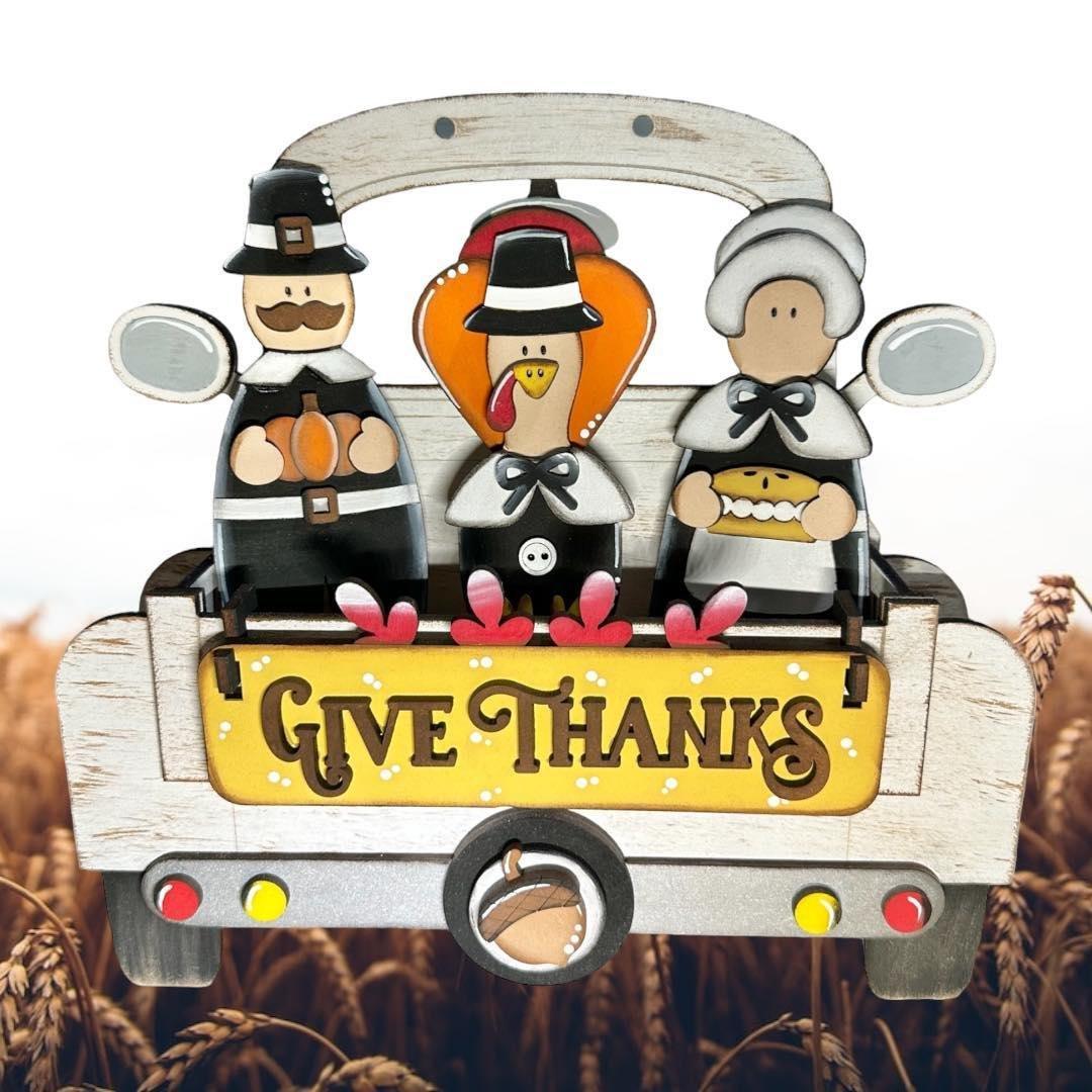 Give Thanks Pilgrims - DIY Interchangeable Inserts - Tiered Tray Deco - RusticFarmhouseDecor