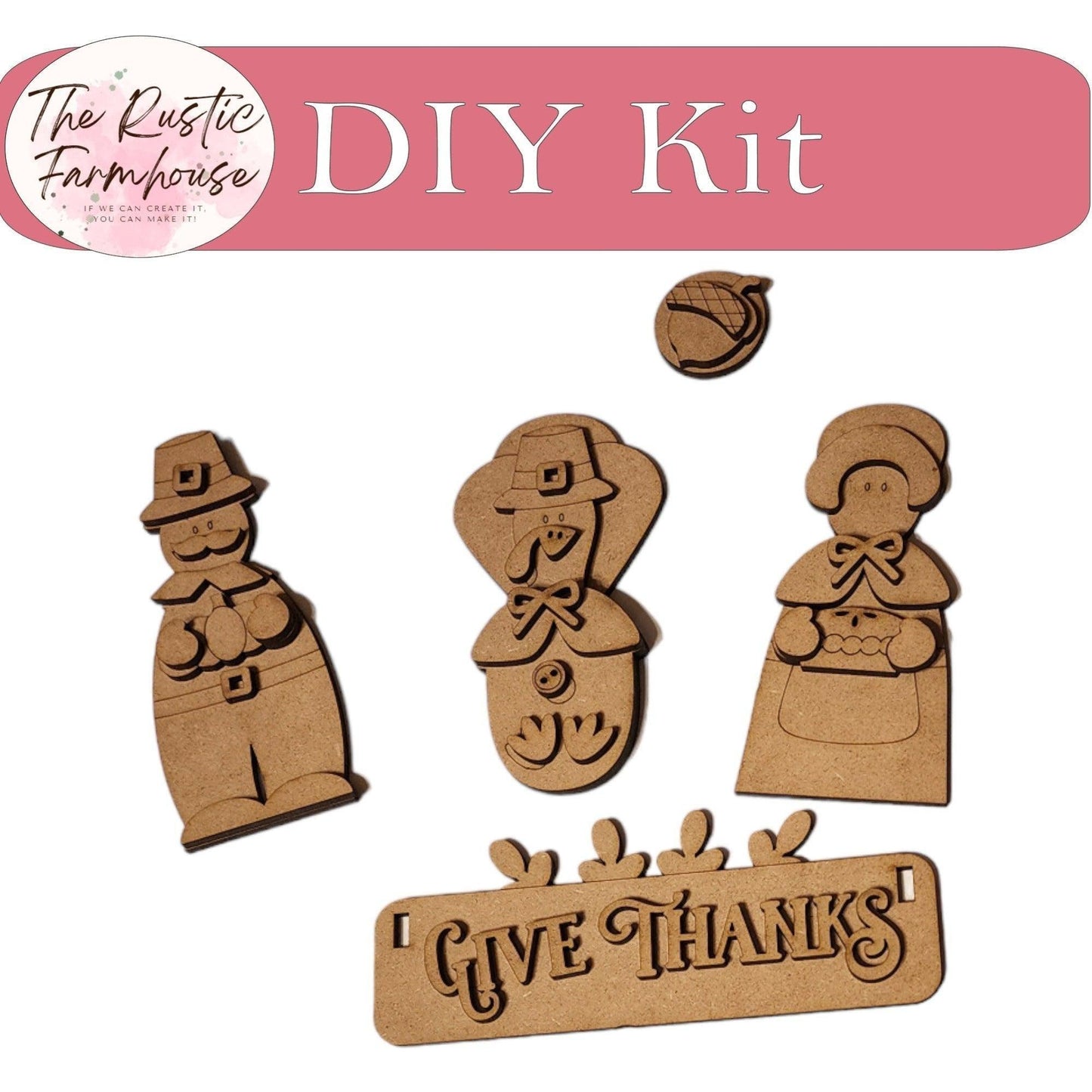 Give Thanks Pilgrims - DIY Interchangeable Inserts - Tiered Tray Deco - RusticFarmhouseDecor