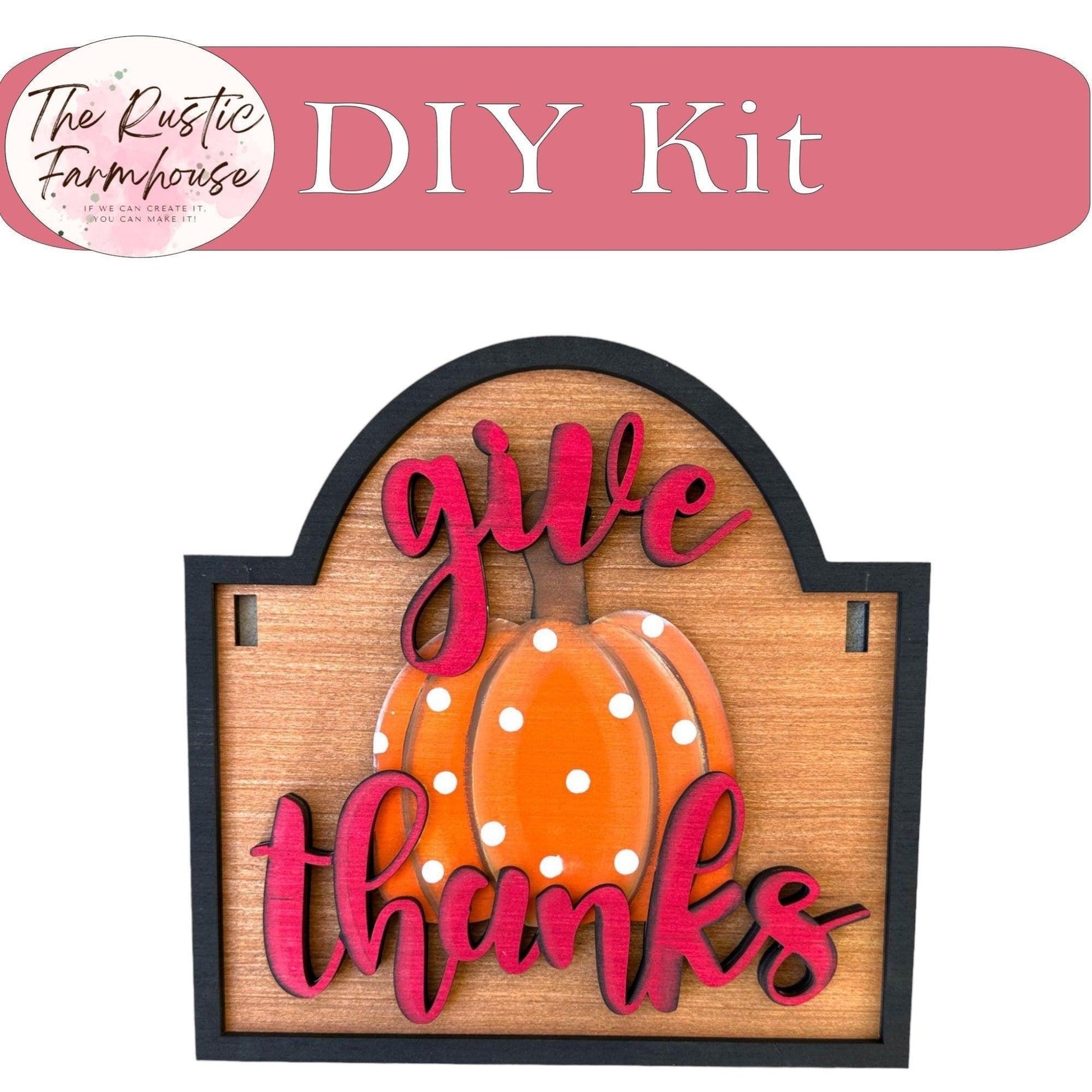 Give Thanks Sign and Turkey insert for our Mini Interchangeable Posts - RusticFarmhouseDecor