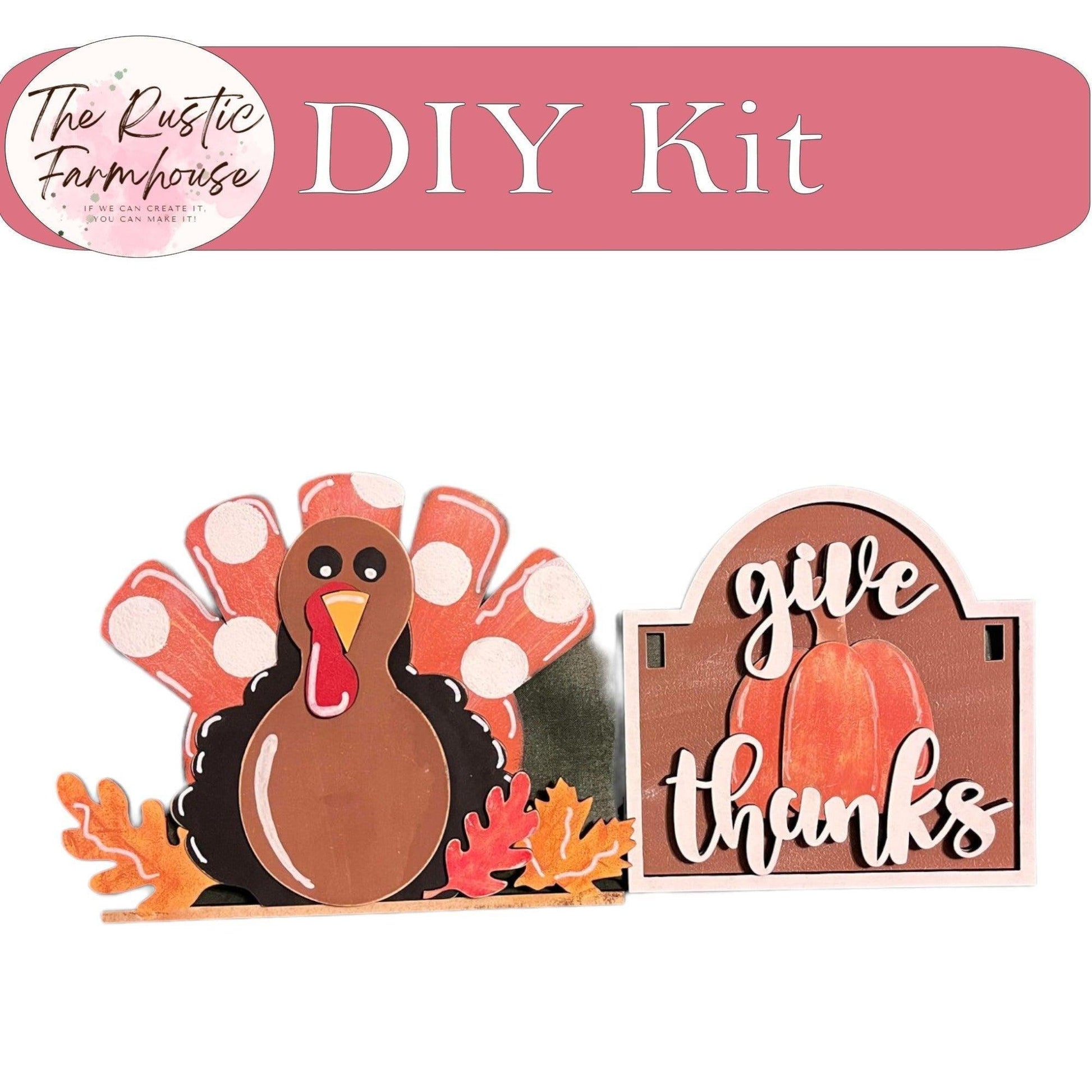 Give Thanks Sign and Turkey insert for our Mini Interchangeable Posts - RusticFarmhouseDecor