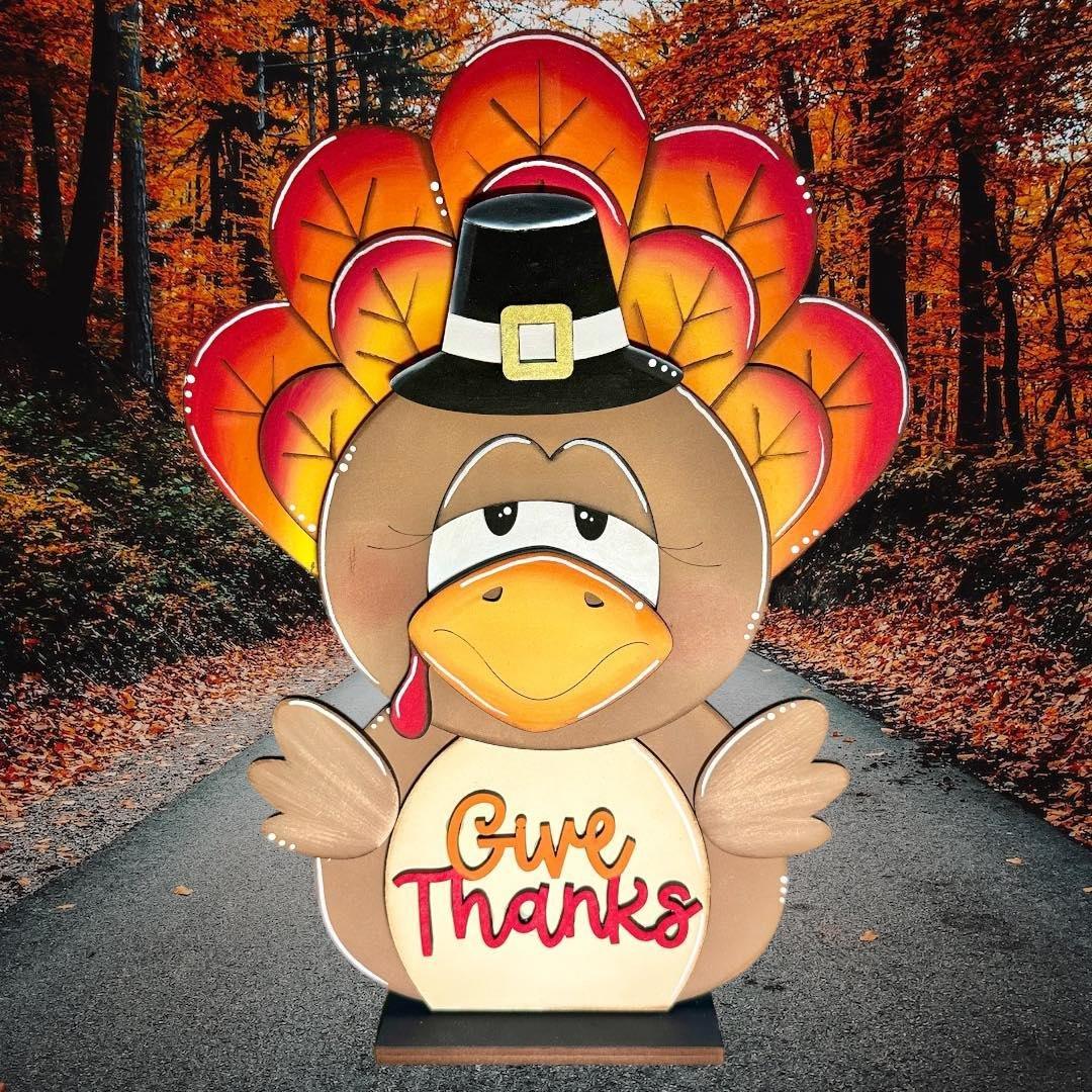 Give Thanks Turkey Shelf Sitter - RusticFarmhouseDecor