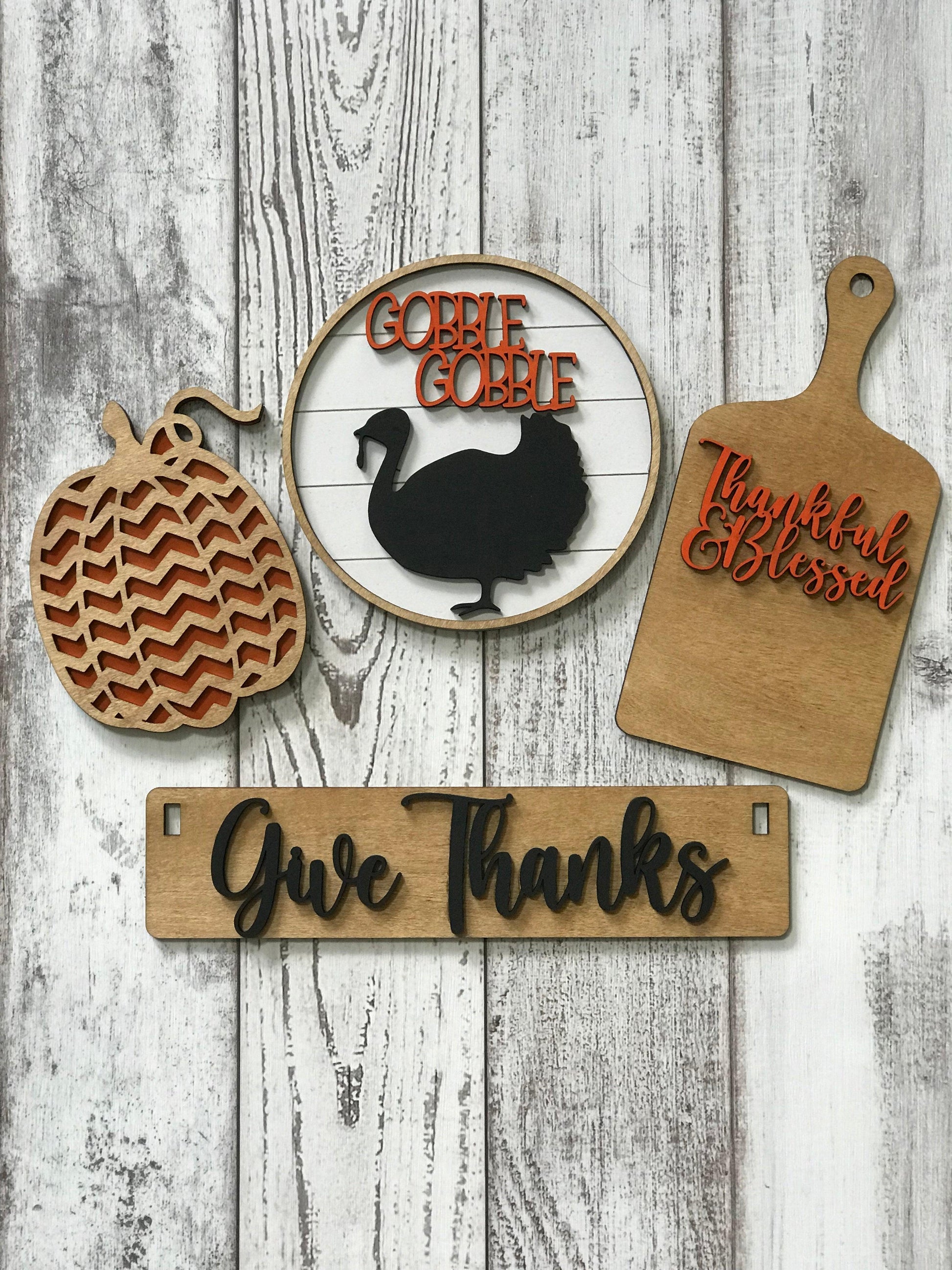 Give Thanks Wagon/Raised Shelf Insert Set - RusticFarmhouseDecor