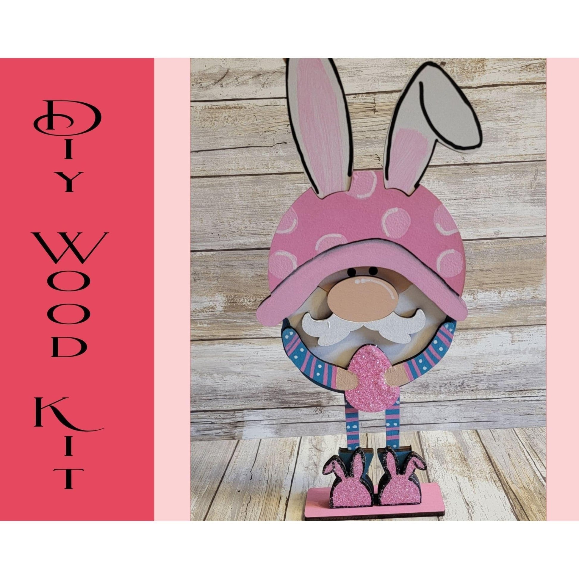 Gnome Glitter Bunny Shelf Sitter - RusticFarmhouseDecor