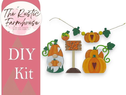 Gnome with Fall Pumpkins Insert set for our Interchangeable House - RusticFarmhouseDecor