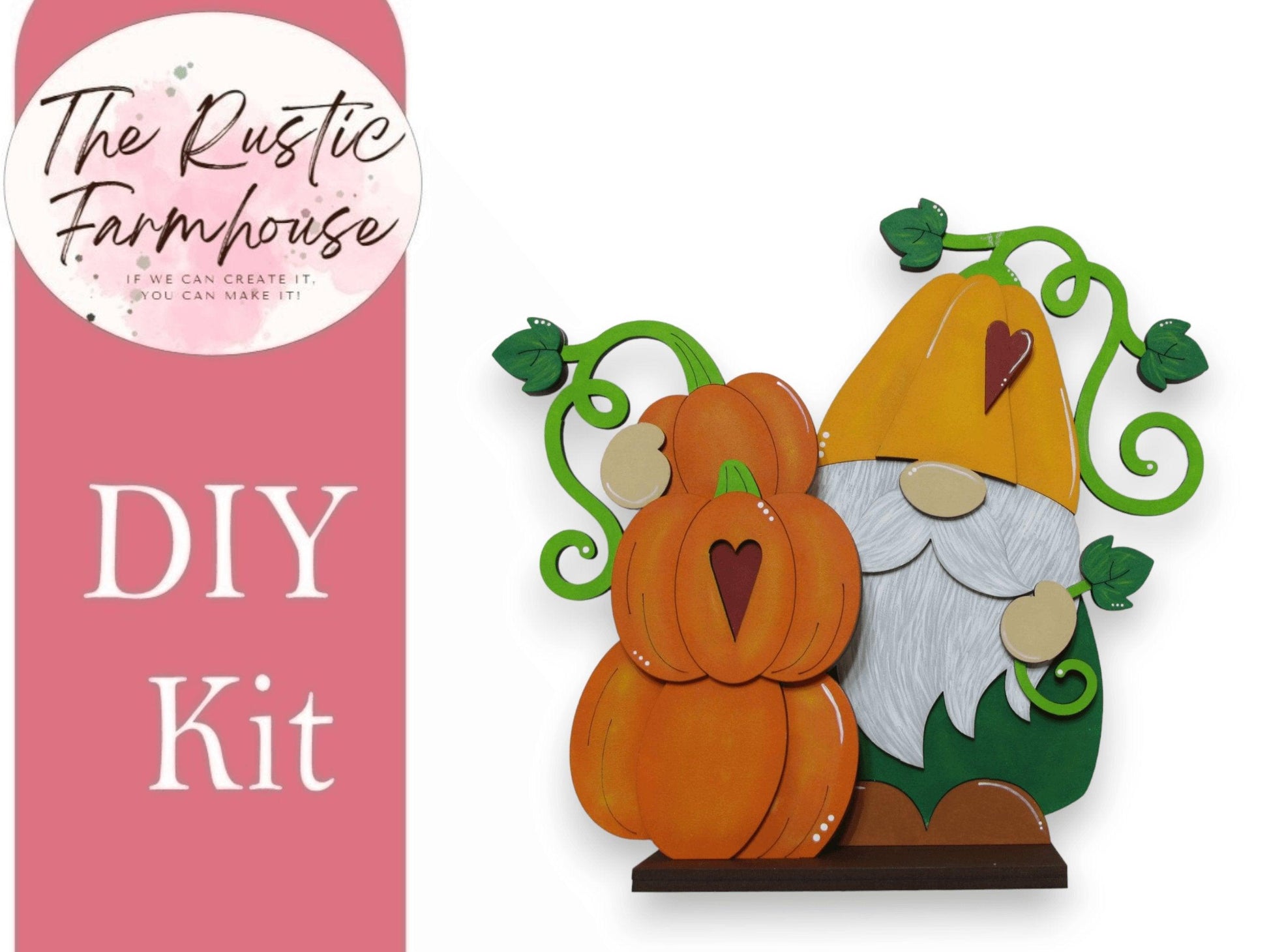 Gnome with Fall Pumpkins Insert set for our Interchangeable House - RusticFarmhouseDecor