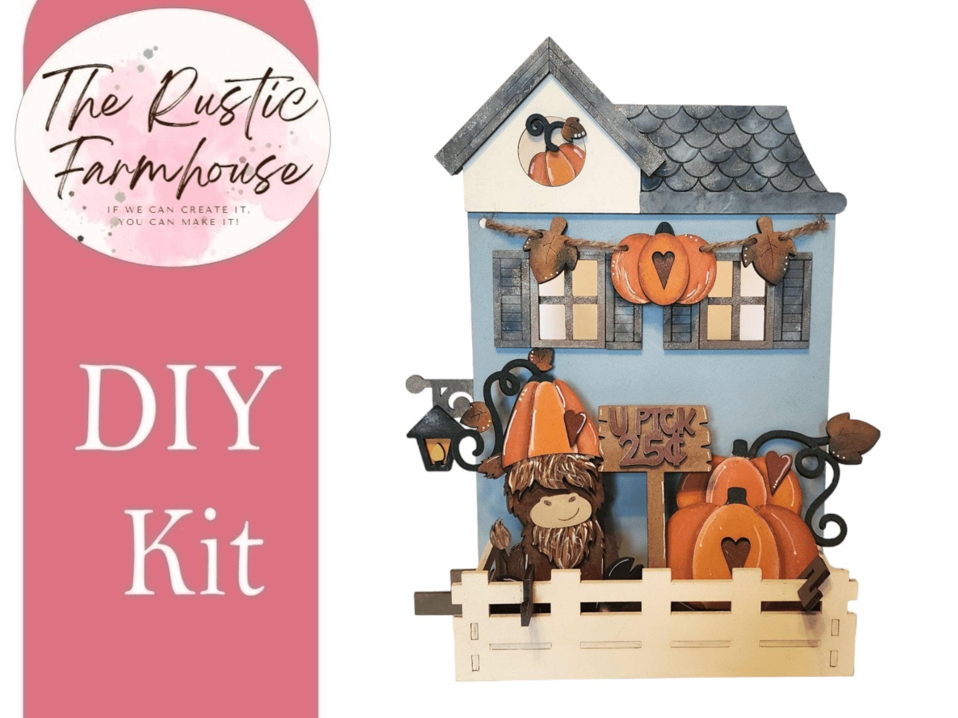 Gnome with Fall Pumpkins Insert set for our Interchangeable House - RusticFarmhouseDecor