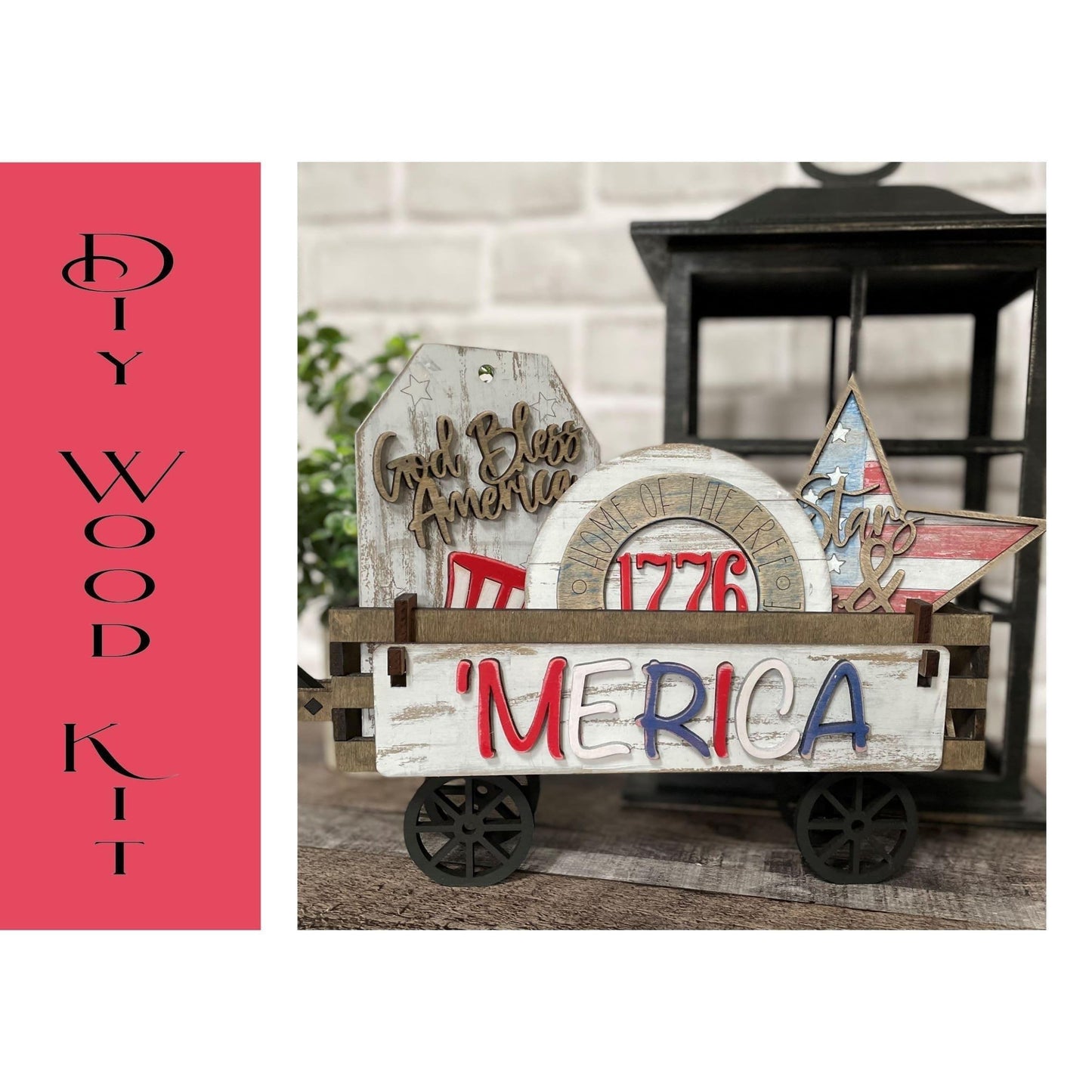 God Bless America Wagon Insert Set - RusticFarmhouseDecor