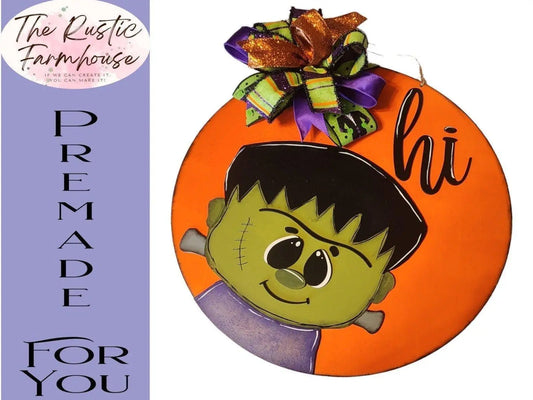 Halloween Frankenstein Hi Door Hanger for Trick or Treaters Sign Wooden Blanks - RusticFarmhouseDecor