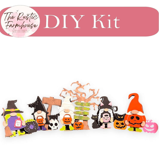Halloween Gnomes Shelf Sitter, DIY Gnome kit, Tiered Tray Decor - RusticFarmhouseDecor