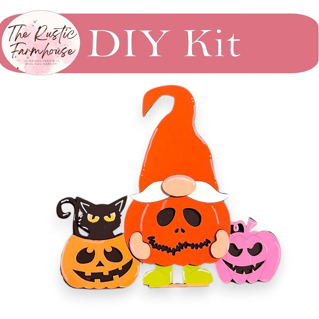 Halloween Gnomes Shelf Sitter, DIY Gnome kit, Tiered Tray Decor - RusticFarmhouseDecor