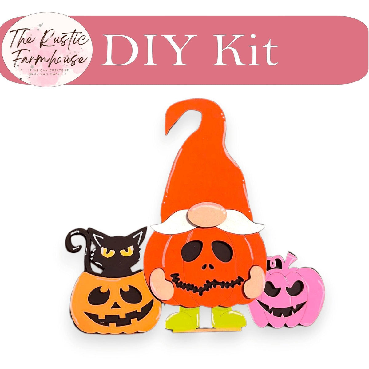 Halloween Gnomes Shelf Sitter, DIY Gnome kit, Tiered Tray Decor - RusticFarmhouseDecor