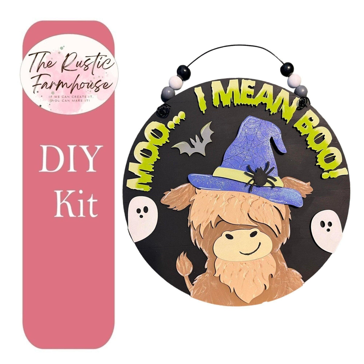 Halloween HIghland Cow Door Hanger DIY, Moo! I mean Boo!, Farmhouse Front Porch - RusticFarmhouseDecor